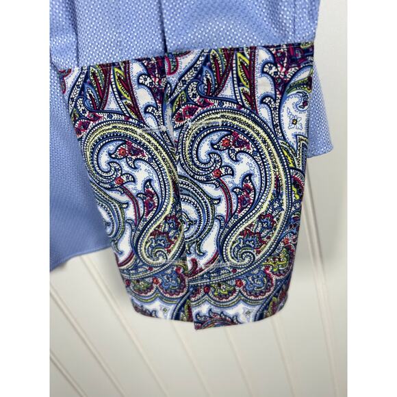 Egara Long Sleeve Flip Cuff Non-Iron Shirt Blue White Check Mens Size 2X 181/2 - Picture 3 of 11